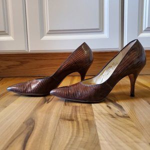 1960s brown reptile heels